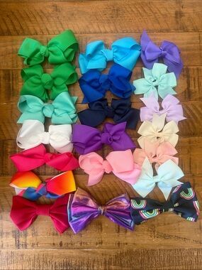 Colorful Kids Ribbon Hair Bows - Assorted Pastel & Bright Colors